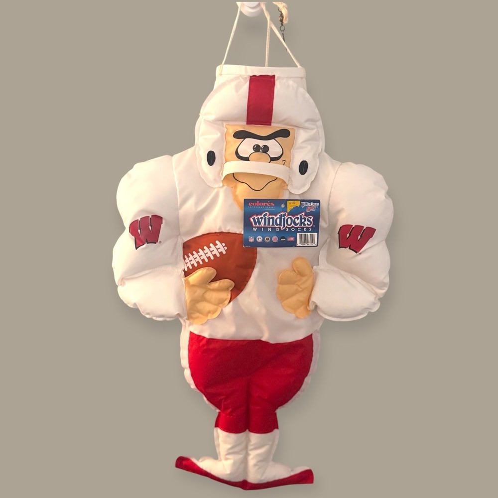 VTG 1992 University Of Wisconsin Football Hanging Wind Sock Windjocks NWT